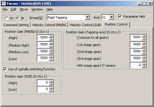 B-65404EN/01 CONCRETE EXAMPLES 1.CONCRETE EXAMPLES 1.6.5 Tuning of Parameters The parameters are tuned with considering the result of measurement. It is shown to tune the Position gain. 1. The first procedure is to open the Parameter Window in ONLINE state.