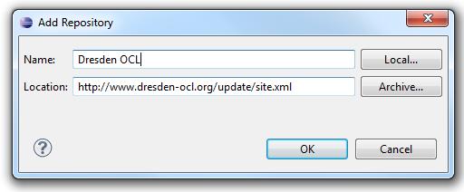 If during the installation of Dresden OCL problems such as unresolved dependencies occur, you have to declare these dependent update sites manually.