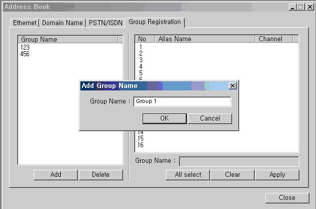 To add the group access, click the [Add] button on the left-lower side of the screen. Then, this window is displayed.