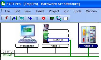 Once the SyPT Pro application software has been started and the configuration is setup as required, you should have a configuration that at the least contains a Unidrive SP with an SM-Applications