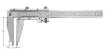 Large Workshop Vernier Caliper 150 Series Standard workshop model with locking screw Mono block solid slider Made of hardened alloyed stainless steel Jaws for internal and external measurement