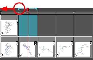 are displayed. 9. In the Timeline or Xsheet view, select the next cell corresponding to a rough drawing. 10. In the Tools toolbar, click the Enable Onion Skin button. 11.