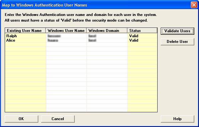 Getting Started / 2-33 3. Click OK. A message asks if you want to continue. 4. Click Yes to continue. If you are an existing user, then the Map to Windows Authentication User Names screen appears. 5.