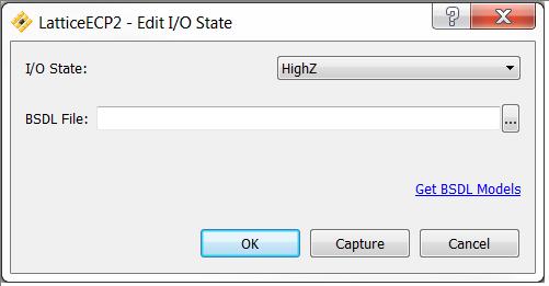 Figure 19. Edit I/O State Dialog Box I/O State: Provides control of the I/O behavior during the TransFR operation. HighZ Specifies all outputs are tri-stated. All 1s Specifies all outputs are high.