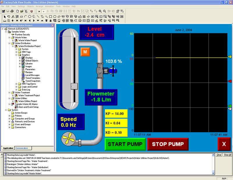 Designer can be used to program a PLC via the built-in RS-232 port or via an Ethernet link.