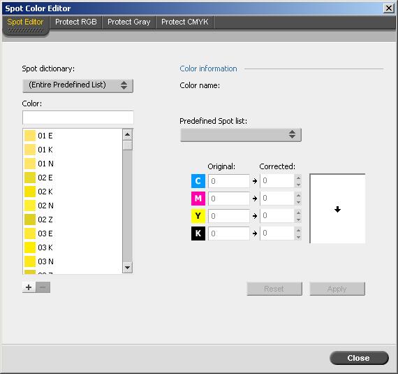 Color Tools 141 Editing the Spot Color Dictionary Individual job pages can contain RGB, CMYK, and spot color elements.