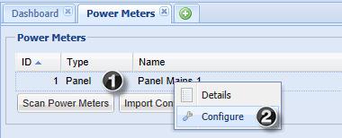 Configure Thresholds 1 In the dashboard, click the power meter or panel to open the