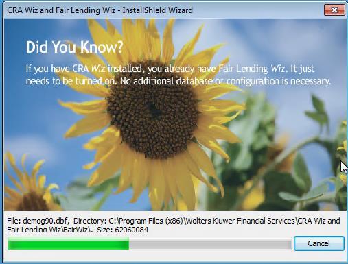 During installation the software displays a progress bar at the bottom of the installer