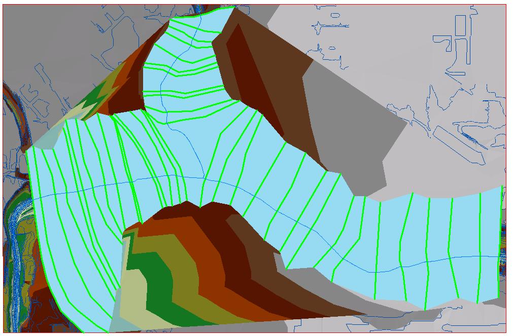 At this point we have a water surface (tp003) TIN, and we have an underlying terrain (baxter_tin and dtmgrid).