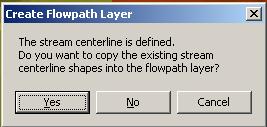 The flowpath centerline layer is a set of lines that follows the center of mass of the water flowing down the river. For the main channel, the stream centerline is the flowpath centerline.