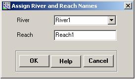 Use the cursor to select the first river reach (in this tutorial we have only one reach). The following box will appear.