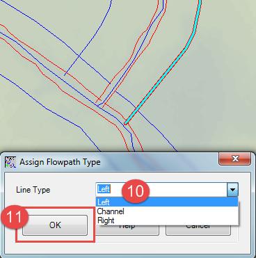 9. Select the Assign Flowpath icon on the HEC-GeoRAS toolbar.