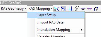 Define the new import project by running Layer Setup (from RAS Mapping menu on the GeoRAS toolbar). Define:..i. Name of the new analysis (HermineDam)..ii.