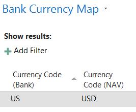 Bank Currency Code (Bank) Currency code that arrived from the Bank and needs to be mapped to one of the NAV currency codes.
