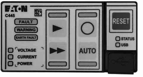 Chapter 1 Power Xpert C445 Overview User Interface Basic Overview The user interface provides optional local motor control and status indication that can be operated from outside of the system's