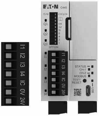 Chapter 3 Installation and Wiring DC Input Option The C445 Base Control Module with the DC Input option allows for four isolated 24 Vdc Inputs (Option #1) or four dry contact (relay/switches) inputs