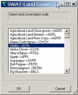 The selected land cover class will appear in the LandUseSwat column in the SWAT Land Use Classification Table (Figure 6.21).