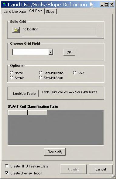 Figure 6.24 2. Select the soils data layer by clicking the file browse button under the next to the text box labeled Soils Grid.