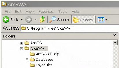 SECTION 2.3: ARCSWAT INSTALLATION CONTENTS The ArcSWAT folder created by the installation program contains the SWAT2009.