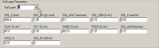 The user can change the current soil layer by selecting a different layer from the Soil Layer combo box.