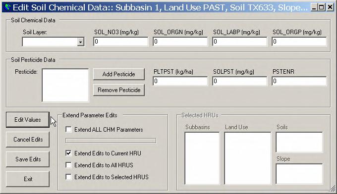 Figure 12.91 2. The parameters are split into two groups: a. Soil Chemical Data: Initially, these parameters are displayed for soil layer 1.