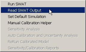 SECTION 14.2: READ SWAT OUTPUT The second command in the SWAT Simulation menu opens the Read SWAT Output dialog.