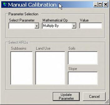calibration process. 1. Select Manual Calibration Helper from the SWAT Simulation menu (Figure 14.26). Figure 14.26 2.