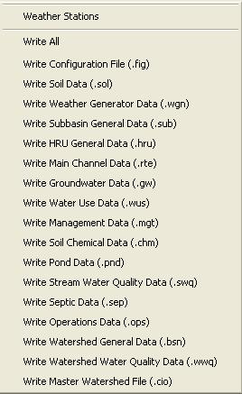 Figure 4.6 The Write Input Menu: Weather Stations 48 The Weather Stations command loads weather station locations and data for use.