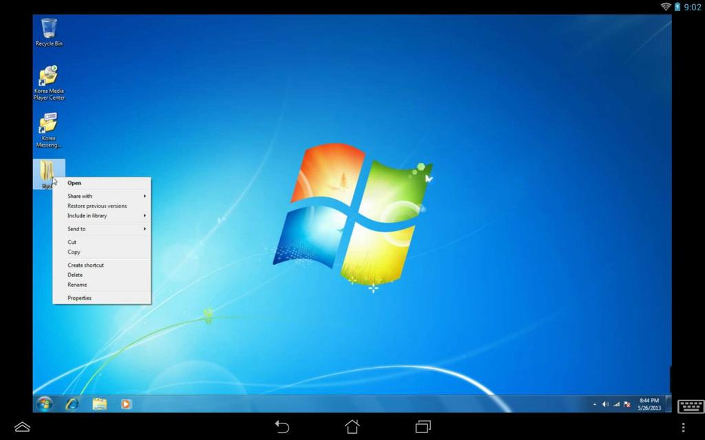Remote Desktop interface for Windows 7