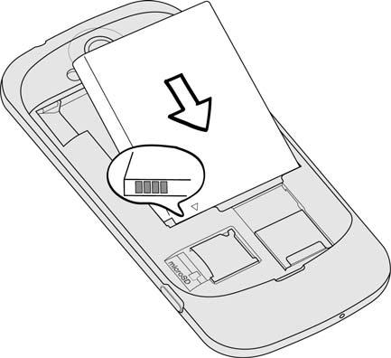 Inserting the battery Basics 13 1. Remove the back cover. See "Removing the back cover". 2. Insert the contacts side of the battery first and then gently push the battery into place.