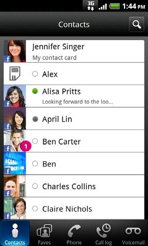 Contacts 39 Viewing a list of all your linked contacts 1. On the Home screen, tap Contacts. 2. On the Contacts tab, press MENU, and then tap More > Linked contacts. 3. The All linked contacts list then opens where you can check the account types and information merged.