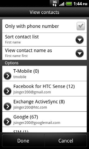 40 Contacts 1 Tap to edit your My contact card. 2 SIM card contact 3 Online status of a contact whom you are friends with in Google Talk.