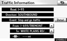 NavTraffic info. bar will appear on the upper part of the screen.