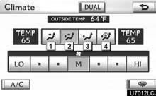 When the DUAL indicator is on, the temperature for the driver s seat and front passenger seat can be adjusted separately.