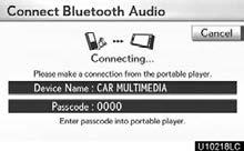 SETUP Setting Bluetooth audio The Bluetooth audio settings can be set. Registering your portable player 1. Select Bluetooth Audio Setting on Audio Settings screen. 3.