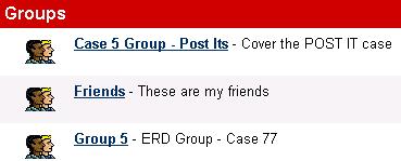 GROUPS Group pages allow students in the same group to: Post files to a common area that only their group can access. Exchange e-mail messages with other members of their group.