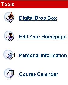TOOLS Digital Drop Box This allows students to send files to the instructor and read files that the instructor has sent specifically to them or to all students in the course.