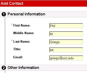 Click "Address Book". 3. Click the "Add Contact" button. 4. Fill out the screen and then click "SUBMIT". Note that items with the red asterisk are required fields.