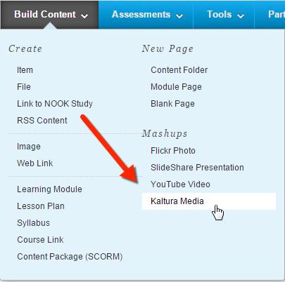 2. In your Blackboard course, go to any content area page where the blue Build Content button is available at the top.