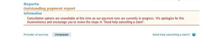 If the cancellation hyperlink is inactive, either the payment run is in