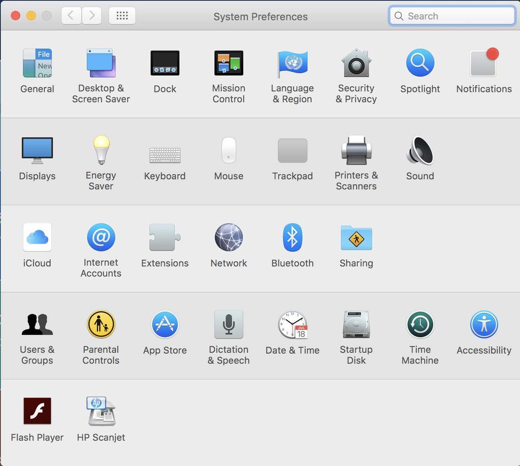open System Preferences from the dock