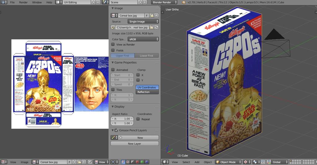 Search the internet for an unwrapped box pattern of your favorite cereal to use or scan your own box.