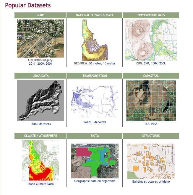 For this tutorial, you will take a look at some precipitation data for Idaho. To get these data, click on the Idaho Climate Data hyperlink. A new window will appear that lists different datasets.