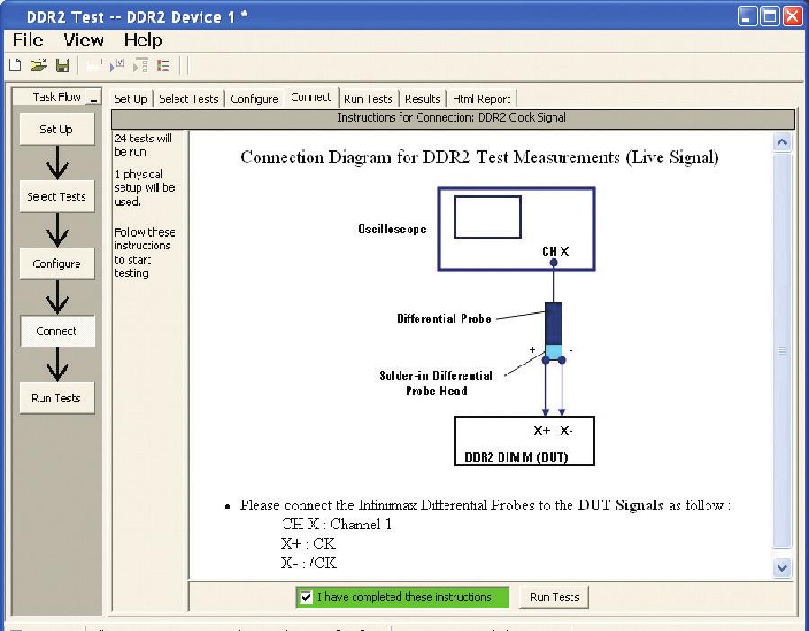 The DDR2 and LPDDR2 compliance test application provides you with user-defined controls for critical test parameters such as voltage threshold values, number of waveforms used for analysis, and