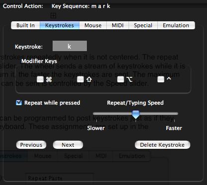 they reach the Inspector window. If this happens, just type the key without any modifiers, then click on the appropriate checkboxes to add the desired modifiers.