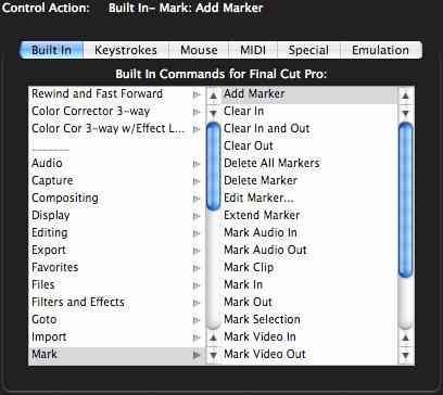 Built In Actions Tab The built in actions are actions that are predefined for specific applications.