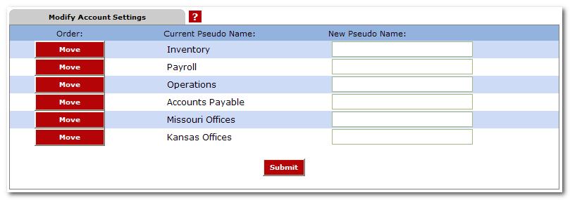 Account: Edit account pseudo names and change the order in which