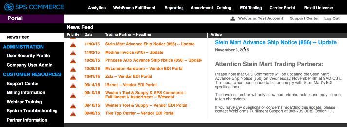 WebForms Navigation News Feed To log into your WebForms account please navigate to www.spscommerce.