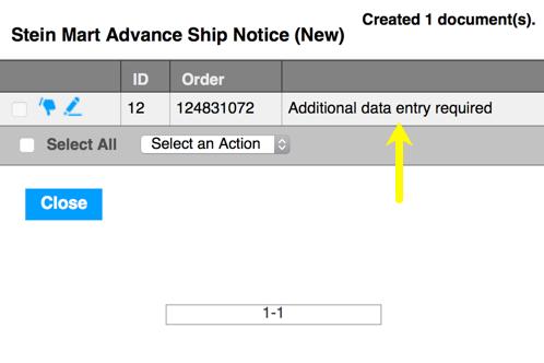 Select Advance Ship Notice from the new pop-up window. This will begin to Auto-Complete process on the selected Orders.