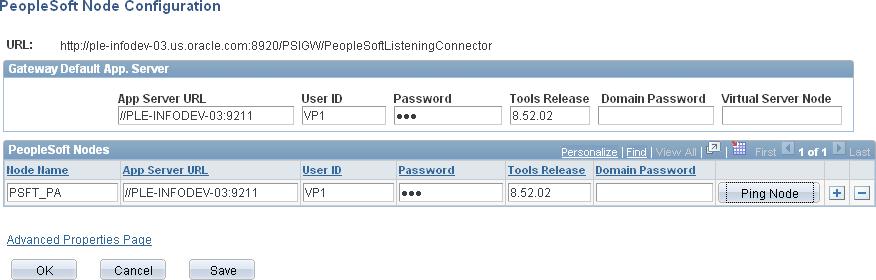 Administering Unified Navigation in PeopleSoft Applications Portal Chapter 30 6. Log in on the Gateway Properties page. The PeopleSoft Node Configuration page appears. See PeopleTools 8.